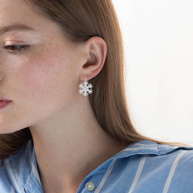 Sereney Sterling Silver Christmas Earrings for Women, Christmas Tree Earrings as Xmas Earings for Women, Snowflake Earring as Snowflake Jewelry, Hypoallergenic Earring for Girls as Christmas Gifts - Image 2
